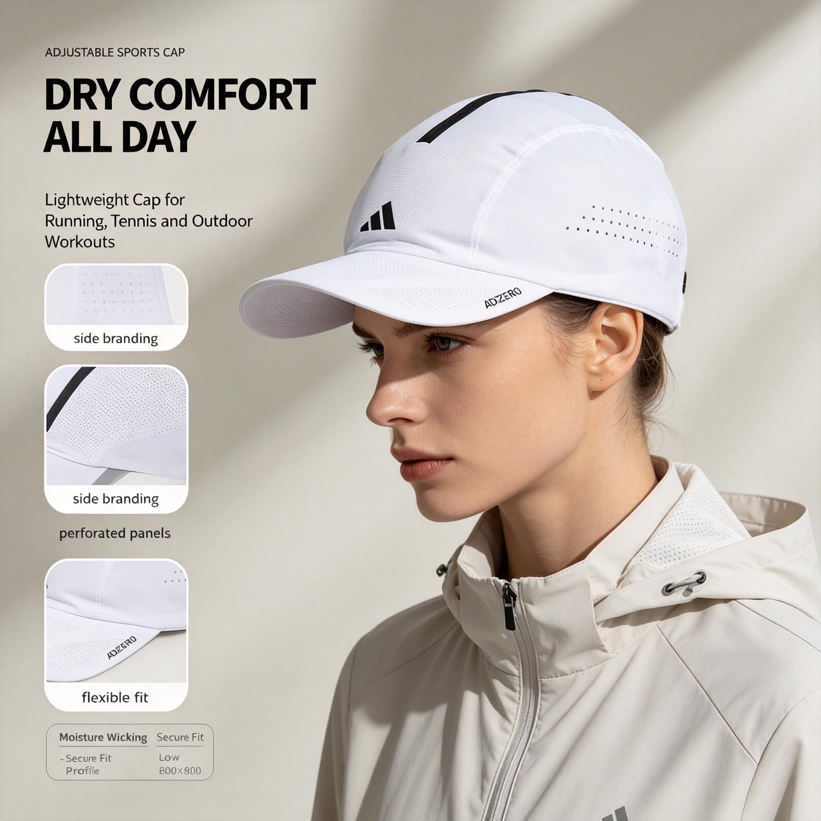 Running Cap Lightweight - Boné de Corrida Adidas Branco Leve