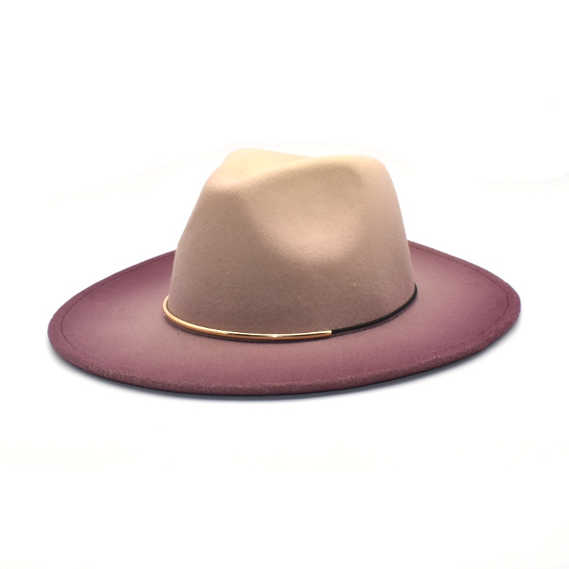 Fedora Hat Wool - Gradiente de feltro aba grande para