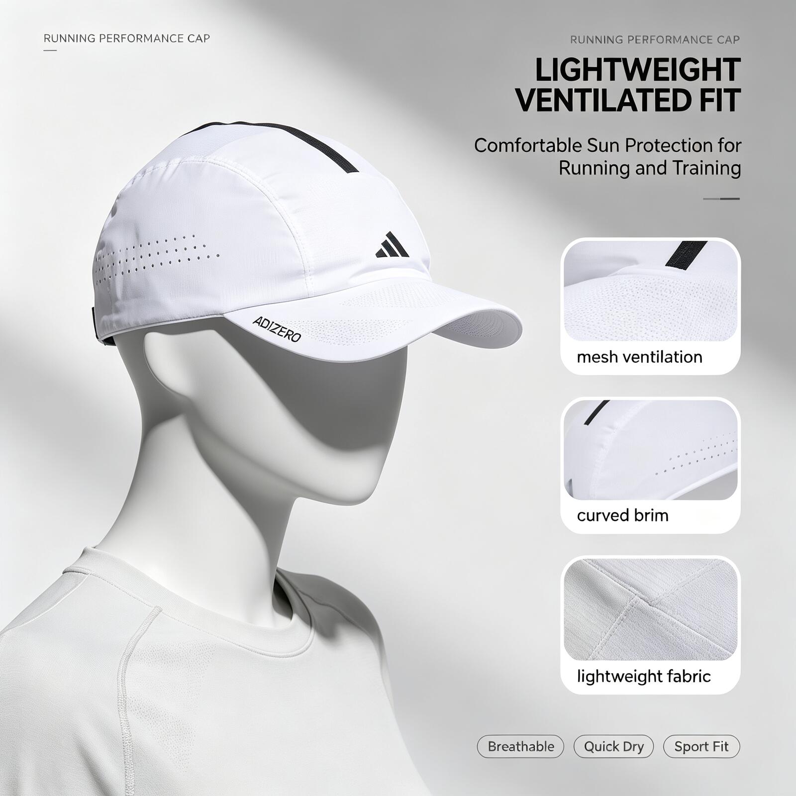 Boné de Corrida Adidas Branco  - Running Cap Lightweight avaliação e preço