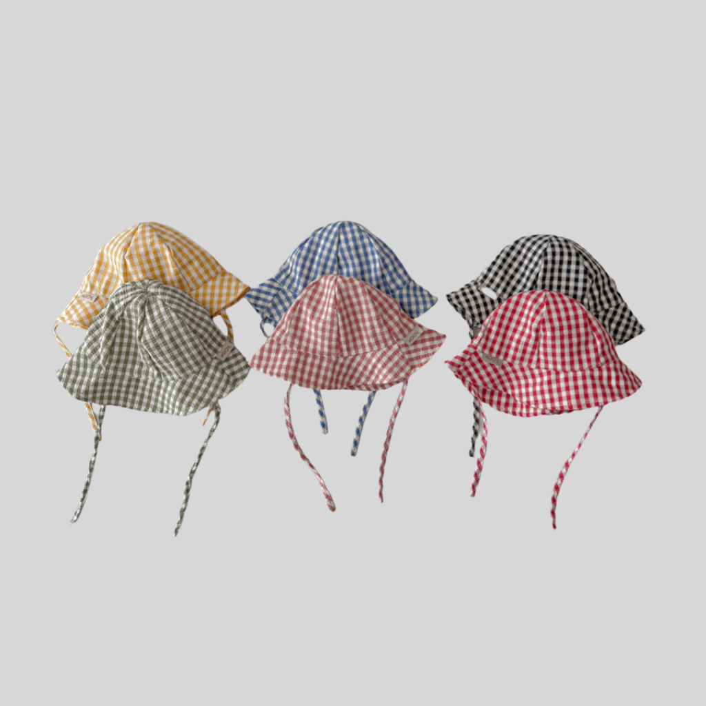Ins estilo xadrez bebê balde c - Sun Hat Wide Brim avaliação e preço
